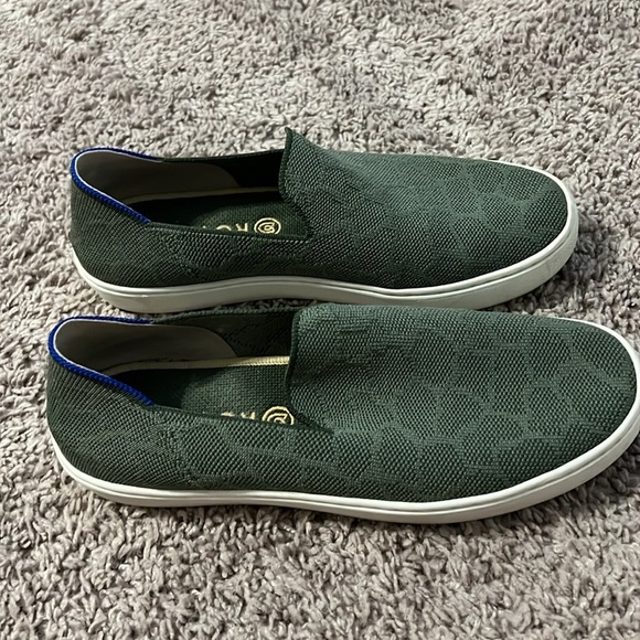 Rothy's Safari Olive Green Animal Print Slip On Knit Sneakers - Picture 4 of 6